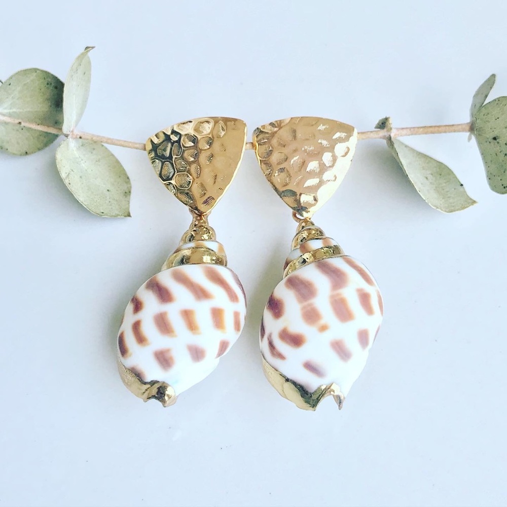 Periwinkle Shell Gold Post Earrings